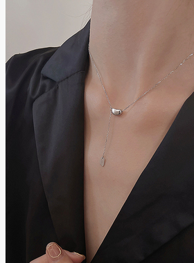 饰悟银饰方牌幸运豆项链女夏小众百搭简约不掉色项链2021年新款女