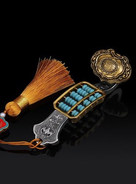 纯铜如意挂件手把件黄铜如意算盘手把件解压创意藏式文玩铜器摆件