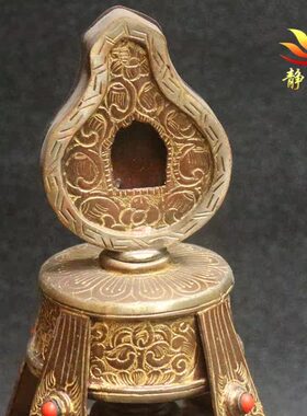 尼泊尔手工藏式供奉摆件纯铜八吉祥宝瓶寿常宝瓶家摆件无量寿宝瓶