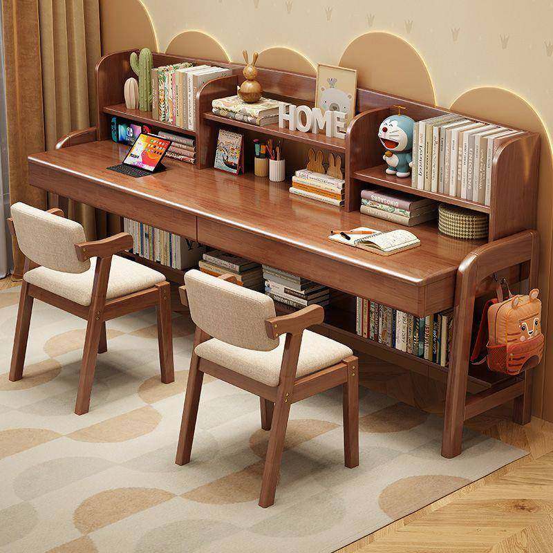 实儿童书木桌家用简约双人学生476学架习桌组合书一体椅可升降写字桌,淘宝优惠券,粉丝福利购,淘宝优惠卷