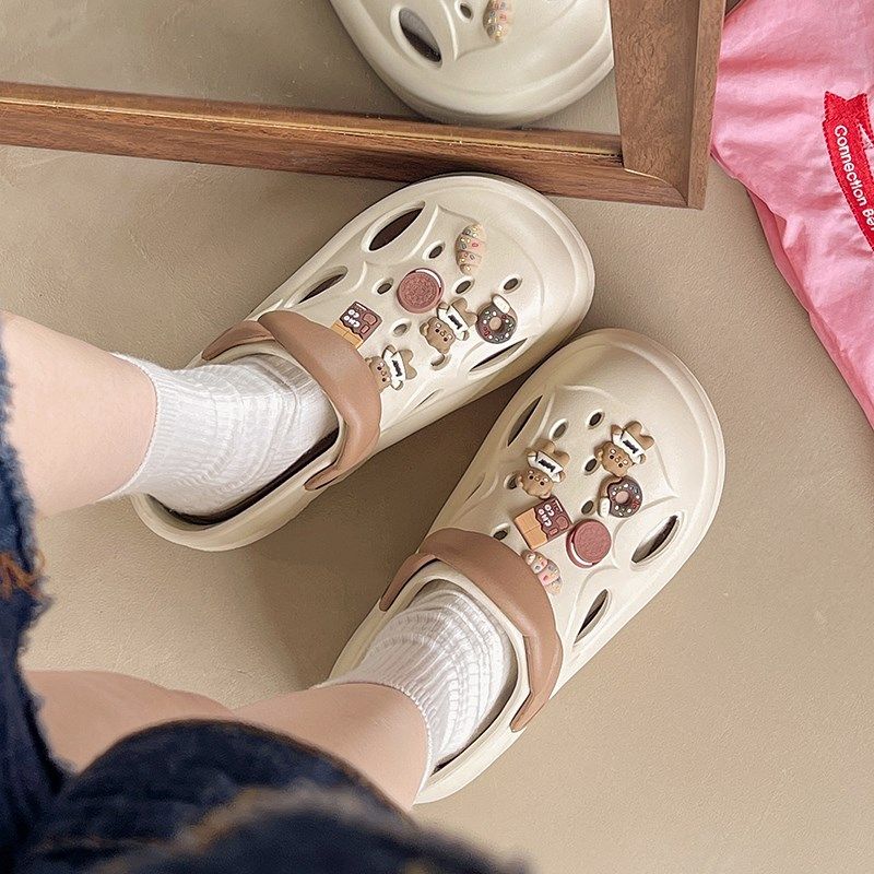 洞洞鞋女夏季外穿2024新款小个子小码34码显脚小厚底增高拖鞋女款,淘宝优惠券,粉丝福利购,淘宝优惠卷