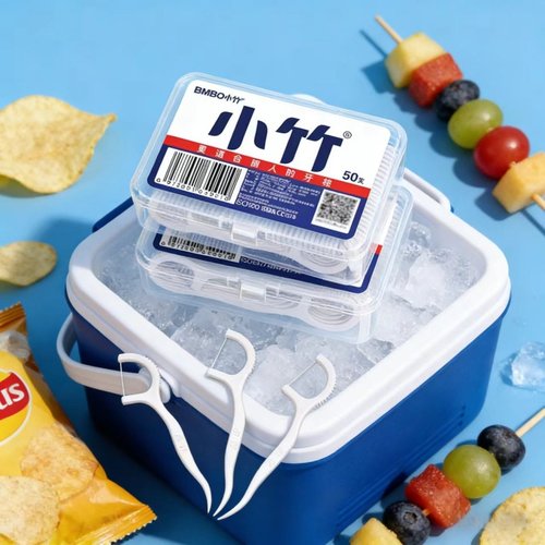 户外便携牙签小竹一次性牙线50支装超细家庭装口腔清洁护理用品 - 图1