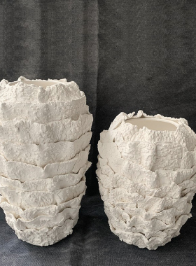 现代简约创意花瓶轻奢意式几何陶瓷花器样板间茶几餐桌装饰品摆件