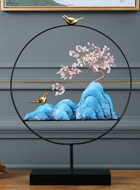 新中式创意假山电视柜客厅玄关酒柜家居装饰品开业摆件结婚礼物