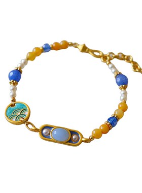 新中式轻奢时尚天然石滴油手链女小众高级感气质个性精致百搭手饰