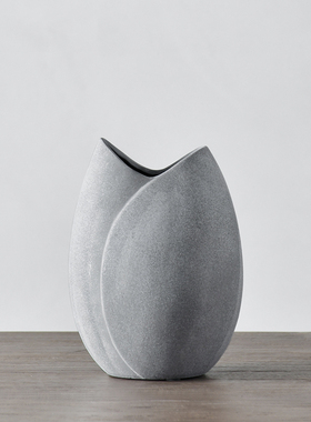 迦乐北欧日式侘寂风陶土花器干花插花玄关桌面摆件置物架装饰