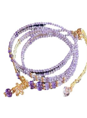 紫水晶 多宝两用手链项链 晶莹剔透 水晶切面三圈可调节手串手链