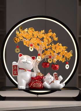 招财猫发财树招财进宝办公室客厅招财电视柜酒柜装饰品开业礼物