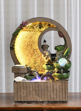 新中式流水生财摆件循环水入户风水轮客厅办公室喷泉水景开业礼物