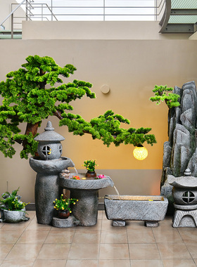 庭院鱼池假山造景石磨公司室内玄关阳台流水景观摆件户外花园布置