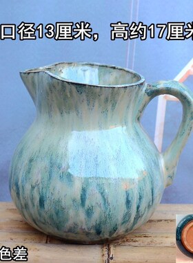 瓦罐流水鱼缸过滤生态鱼缸粗陶罐开口循环配件庭院花园造景装饰品