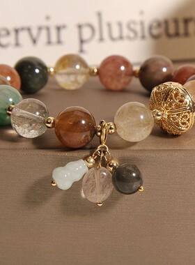 天然金发晶黄水晶招财转运水晶手链女小众设计简约个性礼物