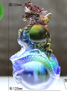 汉风琉璃葫芦工艺品生日礼物龙摆件招财风水镇宅 装饰品家居摆设