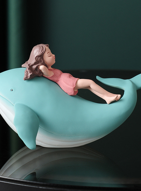 现代治愈系e小物件幸福感创意鲸鱼女孩摆件房间书柜海豚家居装饰