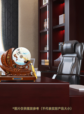 一帆风顺帆船摆件玉石平安扣老板办公F室酒柜玄关装饰高档开业礼