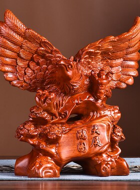 黑檀木雕大展鸿图老鹰摆件毕业季送礼品办公室桌面装饰家居工艺品