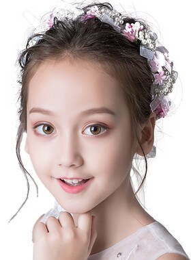 女童发饰韩版女孩表演头饰花朵发箍儿童珍珠头花新娘礼服摄影饰品