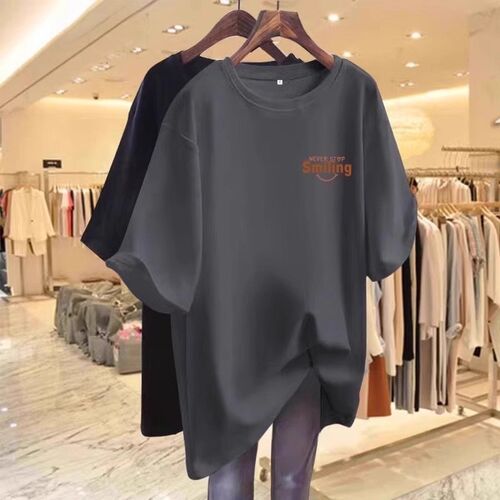 300斤小众大码胖mm高档2025夏季女t恤遮肉短袖宽松上衣服纯棉体恤 - 图3