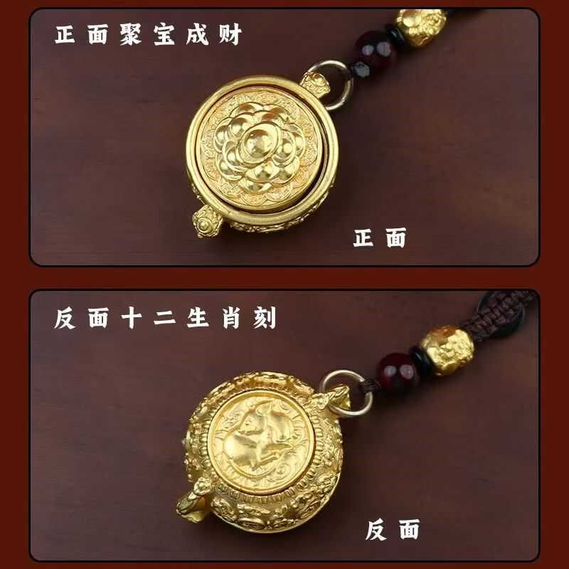 纯黄铜聚宝盆招财进宝挂件十二生肖钥匙扣挂件可转动礼物摆件,淘宝优惠券,粉丝福利购,淘宝优惠卷