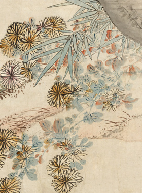 沈周丹桂双栖图国画花鸟画新中式装饰画走廊过道竖版挂画仿古壁画