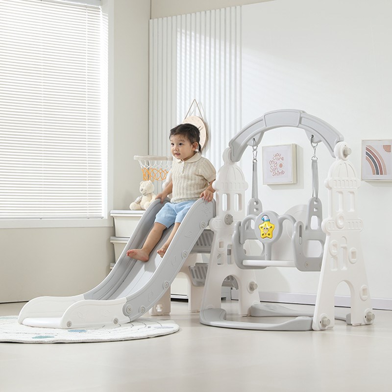 滑滑梯儿童室内家庭用秋千海洋球泳池二合一宝宝多功能小型玩具 - 图1