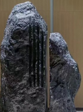 中式水景户外日式景观摆件新石钵石盆庭院养鱼池流水水钵盆黑山石