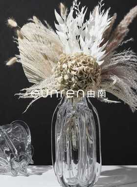 简约现透明玻璃气泡造型花器几何花摆件样板房间客厅桌面摆设