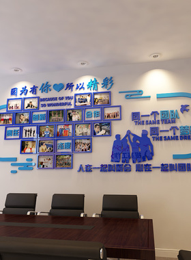 团队风采励志墙贴画公司企业文化墙布置相框照片墙办公室墙面装饰