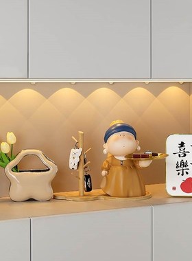 进门入户玄关钥匙收纳装饰品戴珍珠耳环少女托盘客厅家居创意摆件