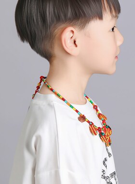 五彩绳宝宝项圈母子儿童长命百岁锁项链婴儿新生周岁端午节香包蛇