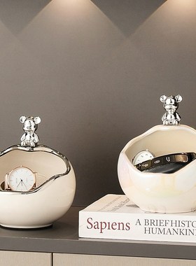 入户门口玄关放钥匙收纳摆件轻奢高档置物架家居鞋柜儿童房装饰品