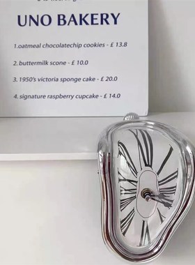 现代简约创意流淌时钟挂钟摆件客厅书架样板间售楼处装饰品摆设