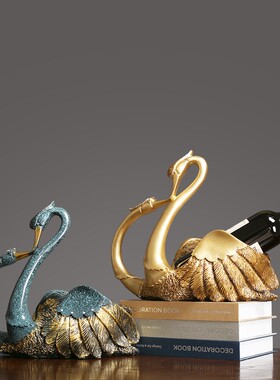 天鹅酒架摆件轻奢高档展示柜酒柜装饰品酒吧吧台餐厅摆设红酒架