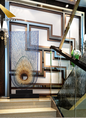 酒店大堂大型落地摆件样板间售楼处走道软装饰雕塑创意金属工艺品