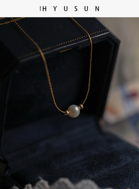 天然珍珠项链女简约气质网红潮小众设计轻奢高级感超仙锁骨链闺蜜