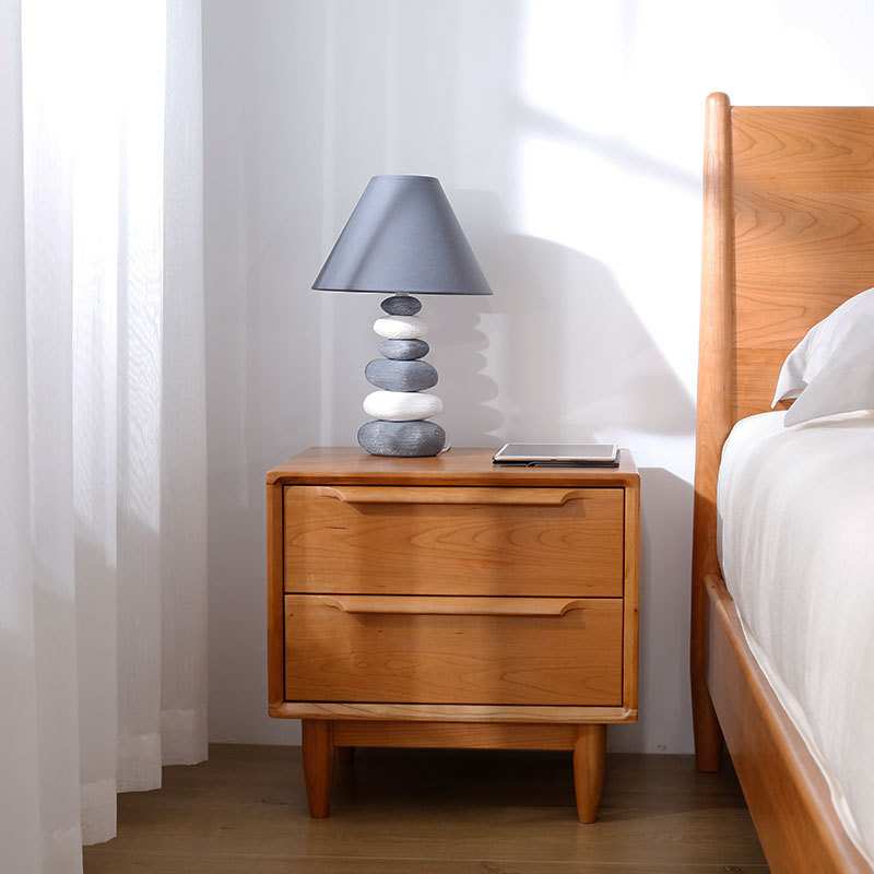 北欧木林樱桃黑胡桃木实木卧室床边柜家用小户型储物床头柜窄 - 图0