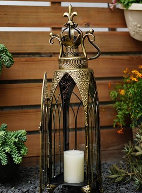 复古铁艺风灯e摩洛哥烛台马灯户外花园阳台布置落地摆件园艺装饰
