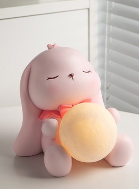 创意储蓄罐e月亮灯兔子摆件家居装饰品桌面卧室床头生日礼物氛围