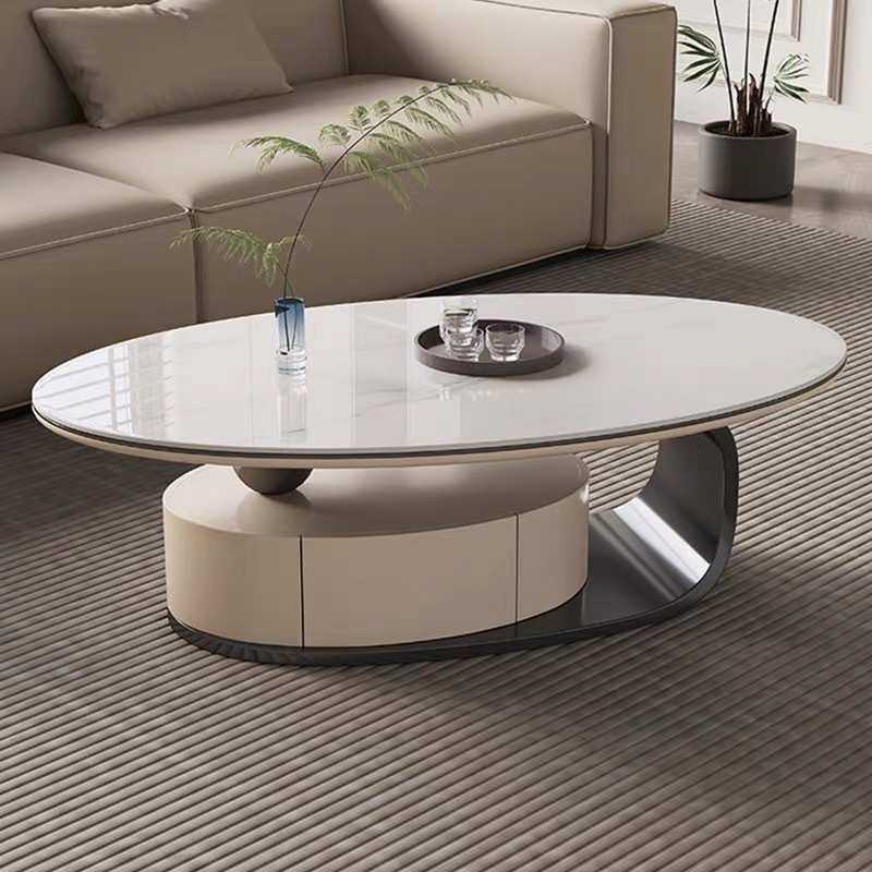 岩板轻奢茶几现代极简家用储物意式  客厅设计师椭圆形茶几桌新款,淘宝优惠券,粉丝福利购,淘宝优惠卷