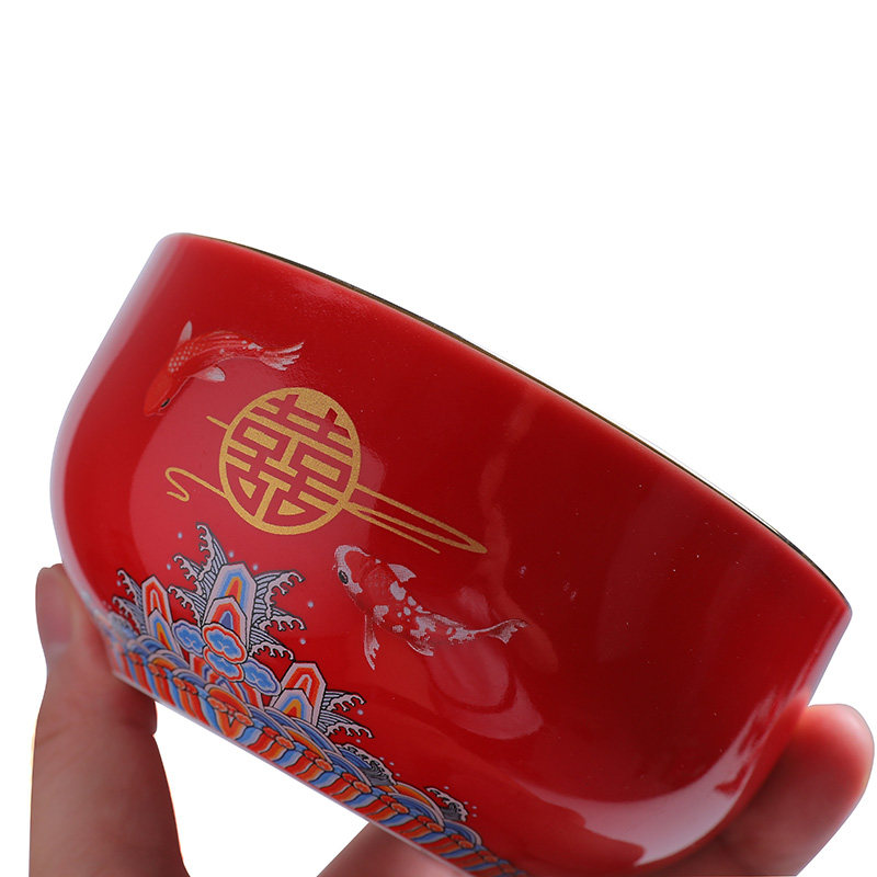 锦鲤敬茶杯结婚喜碗筷勺套装新人婚礼用品喜庆茶具改口茶杯盖碗,淘宝优惠券,粉丝福利购,淘宝优惠卷