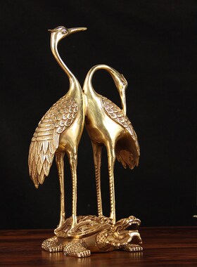 铜龟鹤延年摆j件 铜双鹤摆件 铜龙龟仙鹤摆件