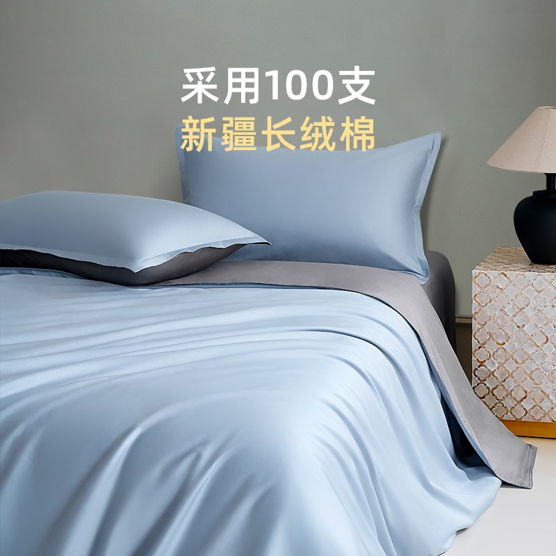 100支长绒棉被套单件全棉单人被罩150x200x230秋冬磨毛四件套 - 图0