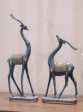 威弗列德装饰招财客o厅美式家庭斗柜装饰品鹿摆件玄关家居摆设