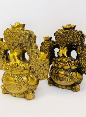 黄铜发财树工艺品摆件家居客厅新中式高档装饰品乔迁开业礼物摆件