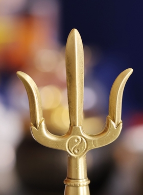 复古黄铜三叉铃法器摆件