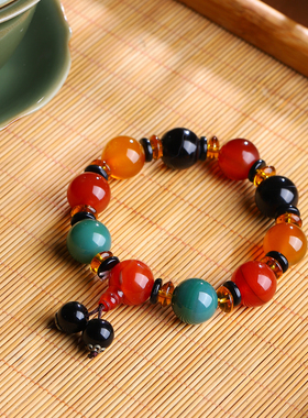 多宝玛瑙手链彩色玉髓手串