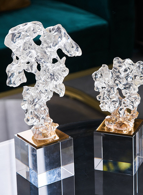 轻奢高档太湖石摆件书房客厅玄关酒柜电视柜N办公室桌面装饰品摆