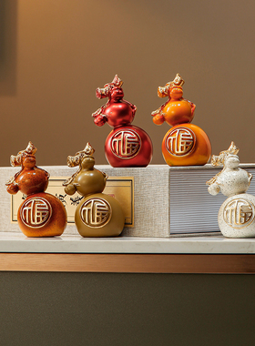 新中式客厅电视柜装饰n招财创意家居2023年新款网红小葫芦寓意摆