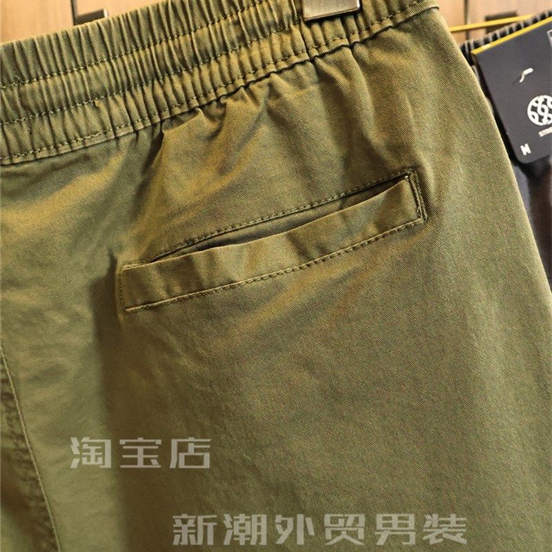 日单外贸!客供水洗纯棉!夏季男士美式复古松紧腰直筒休闲短裤潮,淘宝优惠券,粉丝福利购,淘宝优惠卷