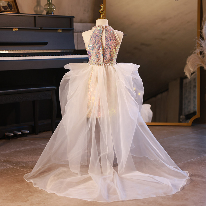 儿童礼服女童高端模特走秀2023春季新款轻奢小女孩主持钢琴演出服,淘宝优惠券,粉丝福利购,淘宝优惠卷